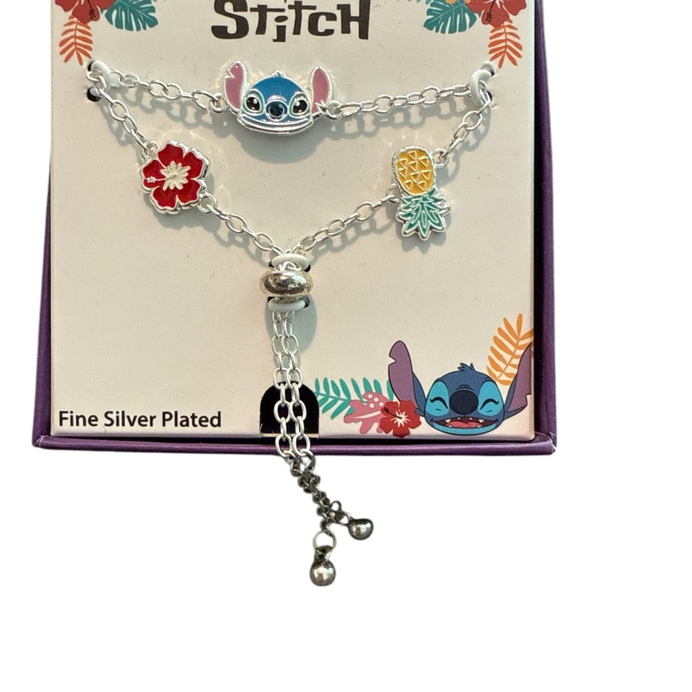 Disney Silver and Red Lilo & Stitch Charm Bracelet